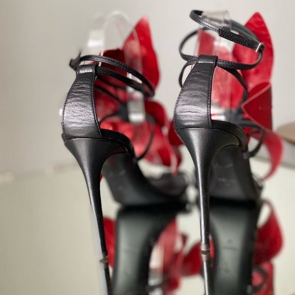 New GIUSEPPE ZANOTTI Floral-appliquéd Leather lilium Sandals Red 38 $1,895 - Picture 9 of 13